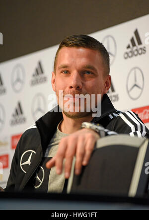 21.03.2017, Fussball Test-Länderspiel, Deutschland - England, in Dortmund, Abschieds-Pressekonferenz von Lukas Podolski (Deutschland) im Deutschen Fussball Museum in Dortmund. Lukas Podolski (Deutschland) bei der PK. Photo: Cronos/MIS Stock Photo