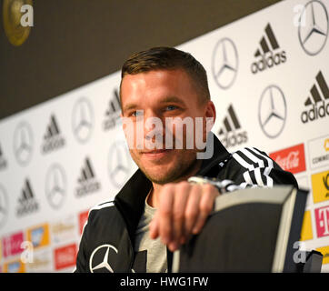 21.03.2017, Fussball Test-Länderspiel, Deutschland - England, in Dortmund, Abschieds-Pressekonferenz von Lukas Podolski (Deutschland) im Deutschen Fussball Museum in Dortmund. Lukas Podolski (Deutschland) bei der PK. Photo: Cronos/MIS Stock Photo