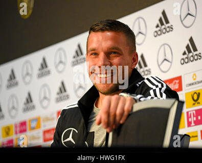 21.03.2017, Fussball Test-Länderspiel, Deutschland - England, in Dortmund, Abschieds-Pressekonferenz von Lukas Podolski (Deutschland) im Deutschen Fussball Museum in Dortmund. Lukas Podolski (Deutschland) bei der PK.  Photo: Cronos/MIS Stock Photo