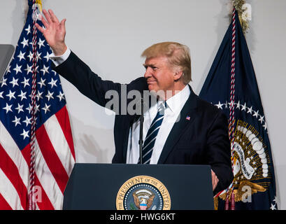 Washington, USA. 21st Mar, 2017. United States President Donald J. Trump speaks at the National Republican Congressional Committee March Dinner at the National Building Museum in Washington, DC, USA, 21 March 2017. The long-awaited House vote to repeal Obamacare is expected on 23 March. Credit: MediaPunch Inc/Alamy Live News Stock Photo