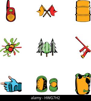 Play icons set, cartoon style Stock Vector