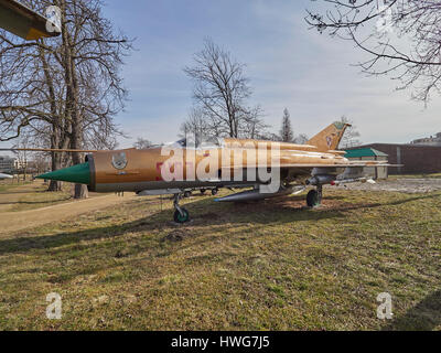 Russian Mikoyan-Gurevich Mig-21 'Fishbed' at the Krakow Aviation museum in Poland Stock Photo