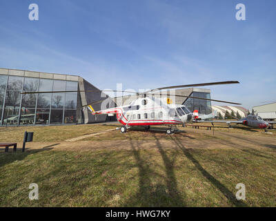 Mil Mi-8 helicopter used by Pope John Paul II at the Krakow Aviation museum in Poland Stock Photo