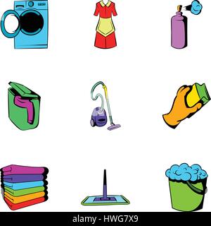 Purification icons set, cartoon style Stock Vector