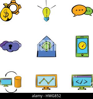 Web icons set, cartoon style Stock Vector