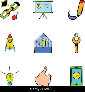 Seo promotion icons set, cartoon style Stock Vector