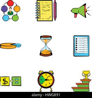 Finance icons set, cartoon style Stock Vector