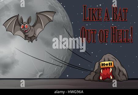 Phrase on poster for like a bat out of hell illustration Stock Vector