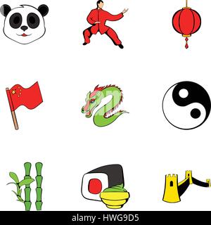 Japanese cons set, cartoon style Stock Vector