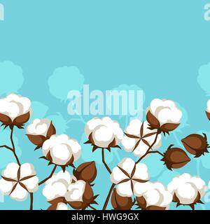 Seamless pattern with cotton bolls and branches Stock Vector