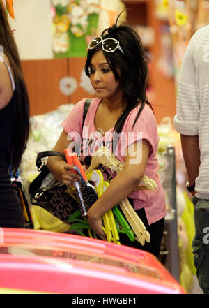 Nicole 'Snooki' Polizzi buys hangers at the 99 Cent store during the fourth season of MTV's 'Jersey Shore' in Florence, Italy,  on May 14, 2011. Photo by Francis Specker Stock Photo