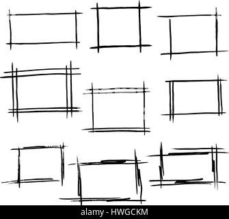 Rectangle frames  set of hand drawn  borde Stock Vector