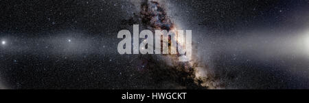This image shows the centre of the Milky Way crossed by the glow of zodiacal light. Stock Photo