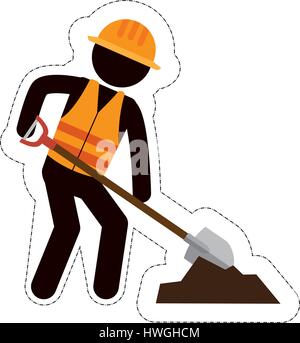 under construction worker icon over white background. vector illustration Stock Vector