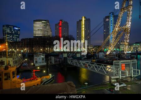 Netherlands, Rotterdam, outdoor Maritime Museum, cranes, dawn