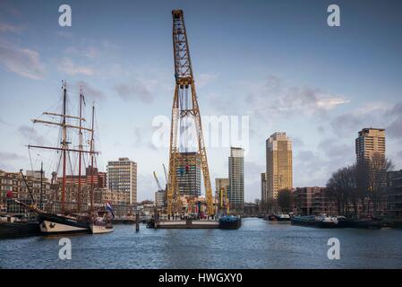 Netherlands, Rotterdam, outdoor Maritime Museum, dawn