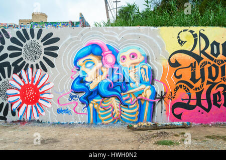 Hope Outdoor Gallery in Austin, Texas, USA. It acts as an open canvas for graffiti artists and became one of Austin's top tourist destinations. Stock Photo