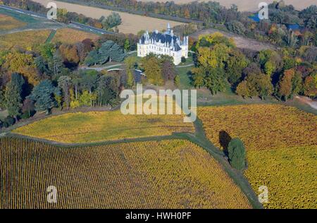 France, Marne, Boursault, the wine producing castle commissioned by Veuve Clicquot (Widow Cliquot) (aerial view Stock Photo