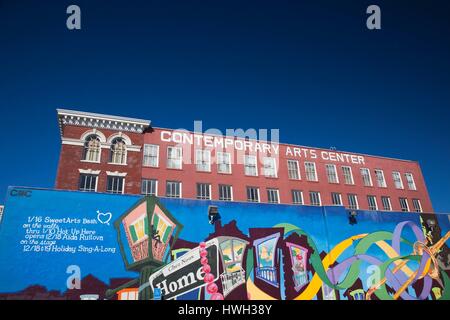 United States, Louisiana, New Orleans, Warehouse District, Contemporary Arts Center and wall mural Stock Photo