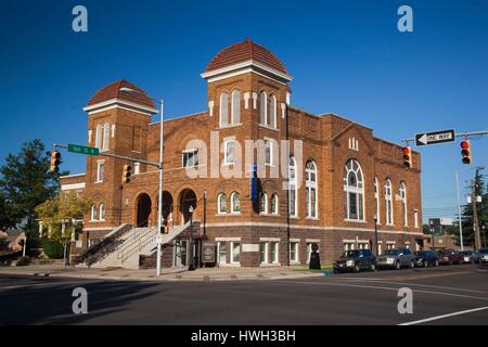 United States, Alabama, Birmingham, 16th Street Baptist Church from Kelly Ingram Park Stock Photo