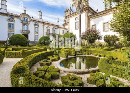 Portugal, Vila Real, the 18th Century baroque palace and arts foundation (Fundacao da Casa de Mateus) built in the first half of the 18th Century by Antonio Jose Botelho Mourao (1688-1746), 3rd Morgado of Mateus and designed by Italian architect Nicolau Nasoni, the palace is depicted on the labels of the famous Mateus rose wine Stock Photo