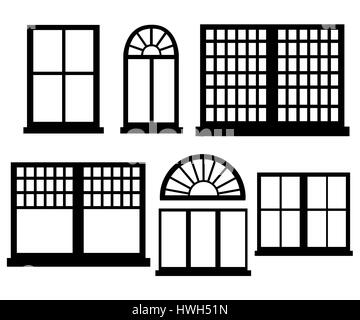 Window icon set Flat design style vector illustration Stock Vector