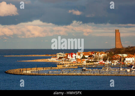 Laboe, Germany, Schleswig - Holstein, Laboe, tourism, naval monument, marina, clouds, Germany, tourism, boat Harbour, clouds, Laboe, Laboe, Deutschlan Stock Photo