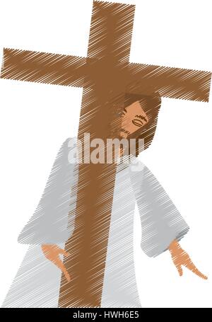 drawing jesus christ meet virgin Stock Vector