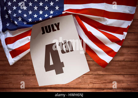 Image of USA flag on wooden background. 4th of july concept Stock Photo