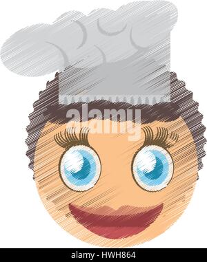 drawing female chef emoticon image Stock Vector