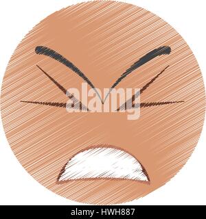 drawing angry winking emoticon image Stock Vector