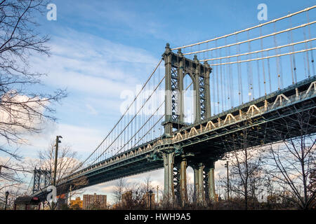 Manhattan Bridge seen from Dumbo in Brooklyn - New York, USA Stock Photo