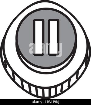 button pause system outline Stock Vector