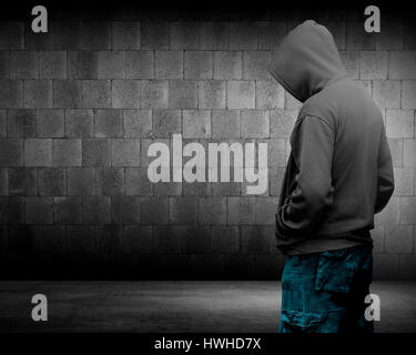 Computer hacker silhouette of hooded man. Threat of your security Stock Photo