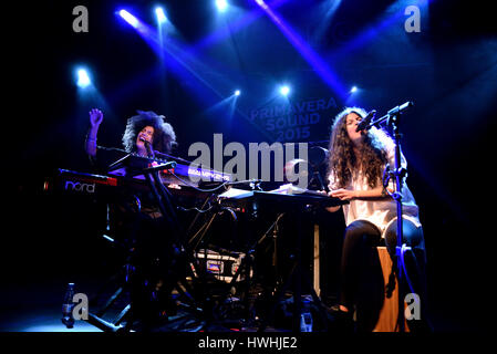 BARCELONA - MAY 26: Ibeyi (soul and contemporary rhythm and blues cuban band) in concert at Apolo stage Primavera Sound 2015 Festival (PS15) on May 26 Stock Photo