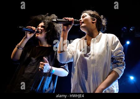 BARCELONA - MAY 26: Ibeyi (soul and contemporary rhythm and blues cuban band) in concert at Apolo stage Primavera Sound 2015 Festival (PS15) on May 26 Stock Photo