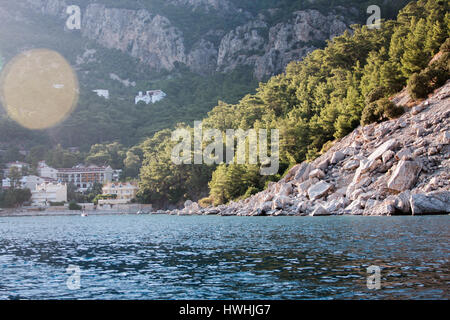 Seascape of Turunc bay of Marmaris Aegean mediterranean sea and mountains Stock Photo