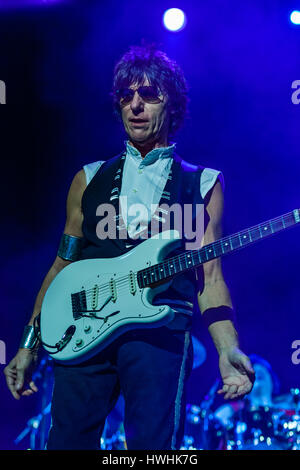 Jeff Beck, one of the greatest guitar players of all time proved why he is so highly regarded by fellow guitarists at Bluesfest Byron Bay, Australia. Stock Photo