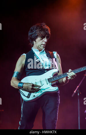 Jeff Beck, one of the greatest guitar players of all time proved why he is so highly regarded by fellow guitarists at Bluesfest Byron Bay, Australia. Stock Photo