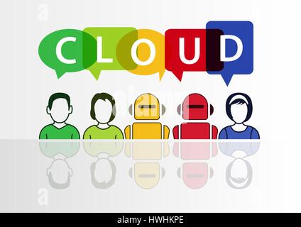 Cloud computing and automation concept with text Stock Vector