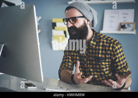 Close up of angry yelling businessman Stock Photo