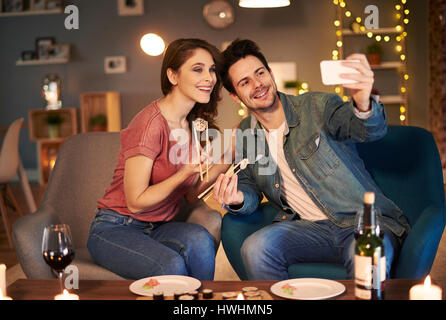 Making memories over sushi dinner Stock Photo