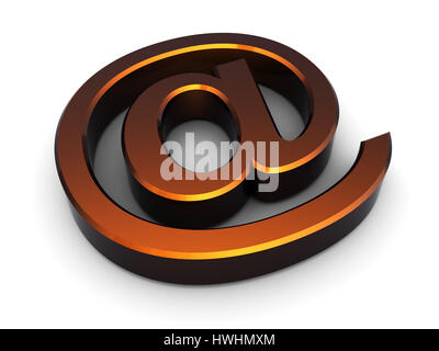 3d illustration of golden email sign over white background Stock Photo