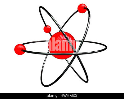 abstract 3d illustration of atom structure over white background Stock Photo