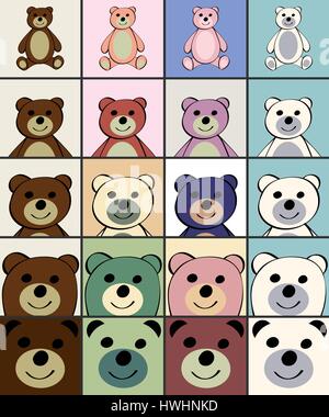 Bears Funny cartoon animal toy. Stock Vector