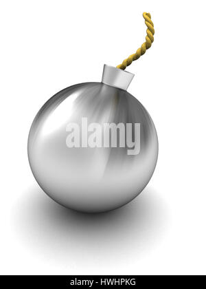 3d illustration of stainless steel bomb over white background Stock Photo