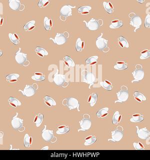 Seamless teacups and teapots Stock Vector