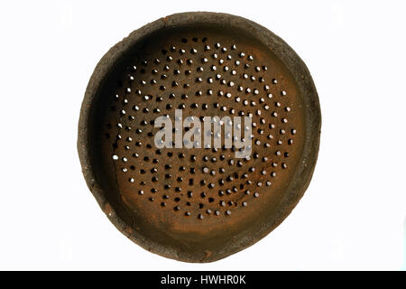 Roman sieve possibly for cheese making.The sieve was a symbol of virginity and purity that dates back to  the Roman vestal virgin Luccia