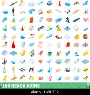 100 beach icons set, isometric 3d style Stock Vector Image & Art - Alamy