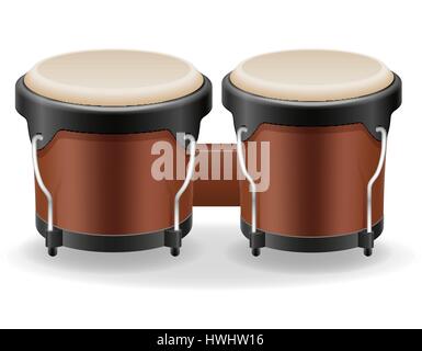 bongo drums musical instruments stock vector illustration isolated on white background Stock Vector